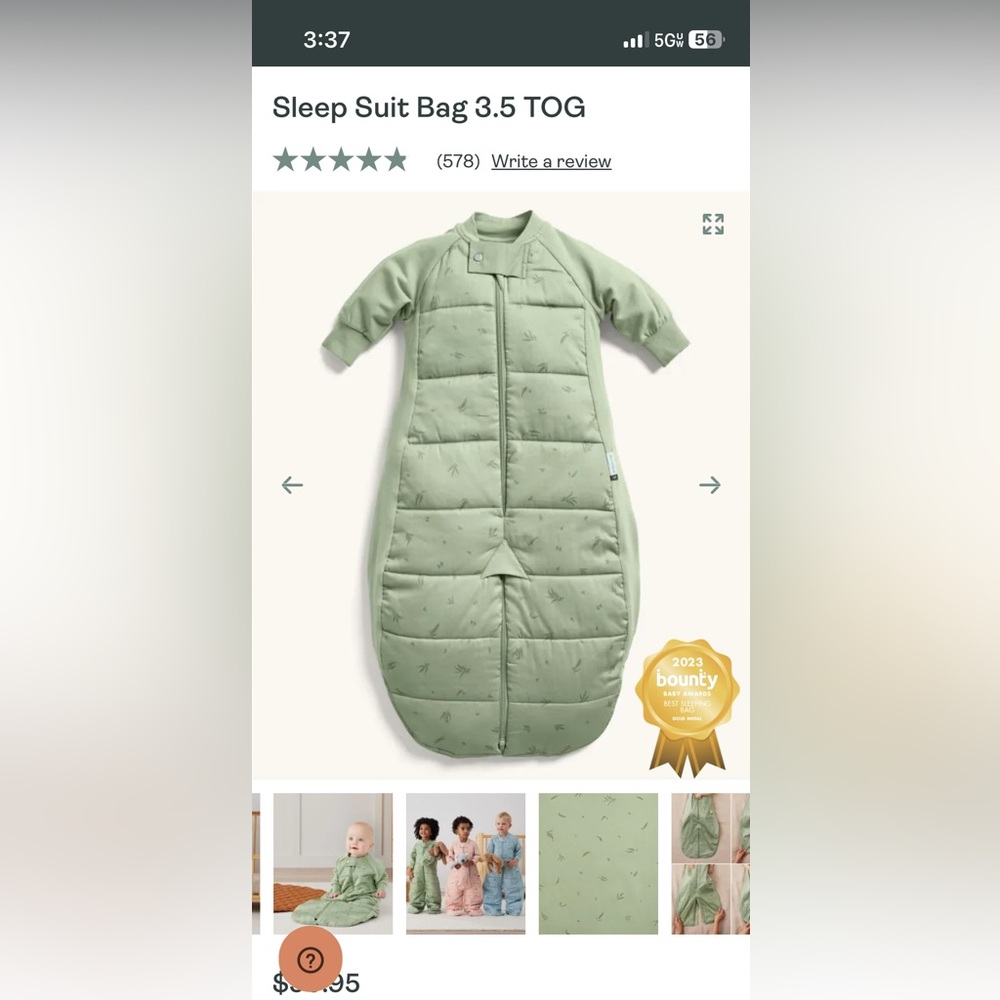 Like New Ergopouch Sleep Suit Sack 3.5 TOG